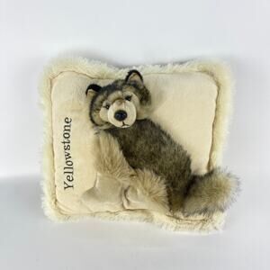 JAAG Plush Dimensional Wolf Throw Pillow Yellowstone 10 x 11”